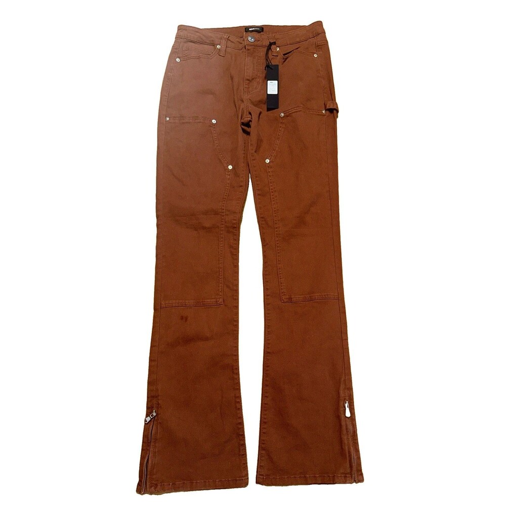 Fashion Nova NOVAMEN Indestructible Slim Flare Carpenter Pants Chocolate Sz 30